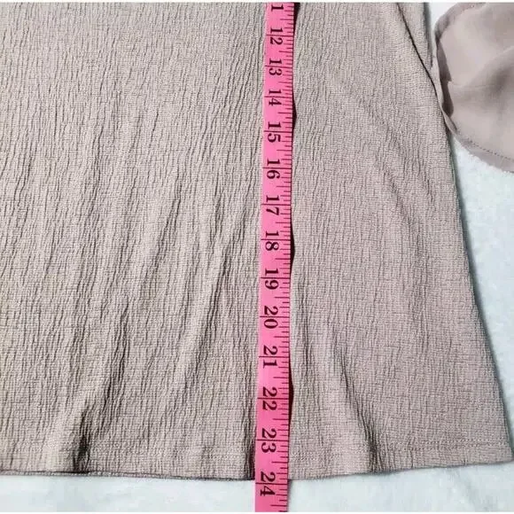 Lauren Conrad Gauzy Top Women's Size Small Taupe Sheer Bell Sleeve Blouse - Picture 10 of 10